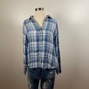 Cloth & Stone • Blue Plaid Button Up Long Sleeve